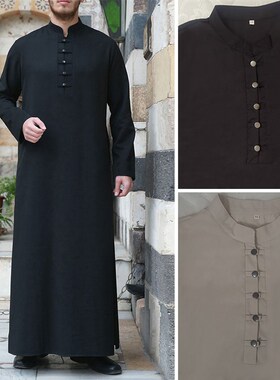 Simple Buttoned Largesized 2025 Solidcolor Middle Eastern Ar
