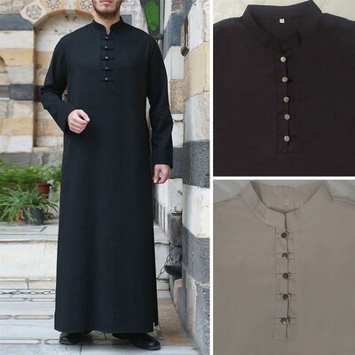 Simple Buttoned Largesized 2025 Solidcolor Middle Eastern Ar