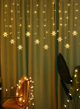 led耶诞节装饰灯节日彩灯耶诞树阳台氛围灯串雪花窗帘灯Christms