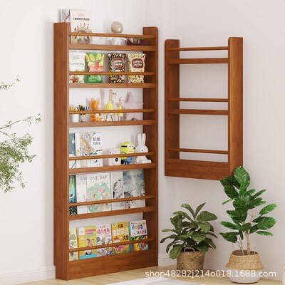 Small bookshelf behind the door, multi-layer solid wood