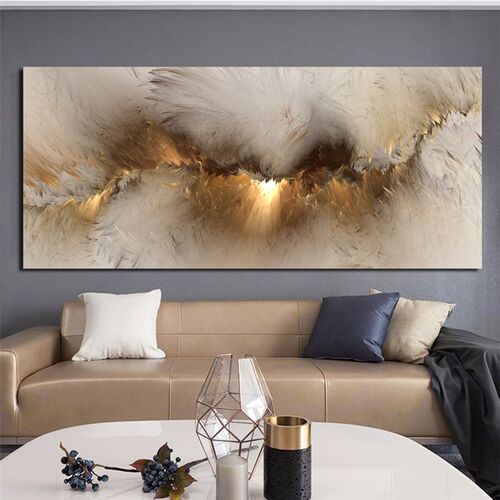 Grey Yellow Cloud Abstract Art Oil Painting Posters And Prin