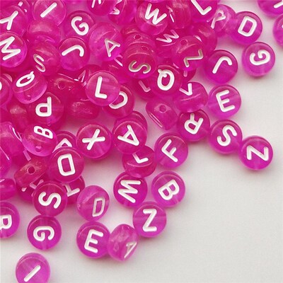 200pcs 7mm Flat Round Alphabet Beads Acrylic Transparent col