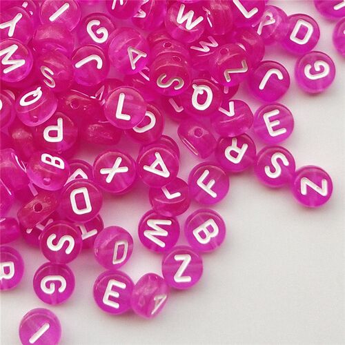 200pcs 7mm Flat Round Alphabet Beads Acrylic Transparent col