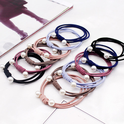 2022 Fashion Pearl Elastic Hair Bands multilayer hair ring t