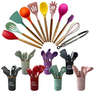 12PCS Silicone Non-Stick Cookware Kitchen Utensils Set for K