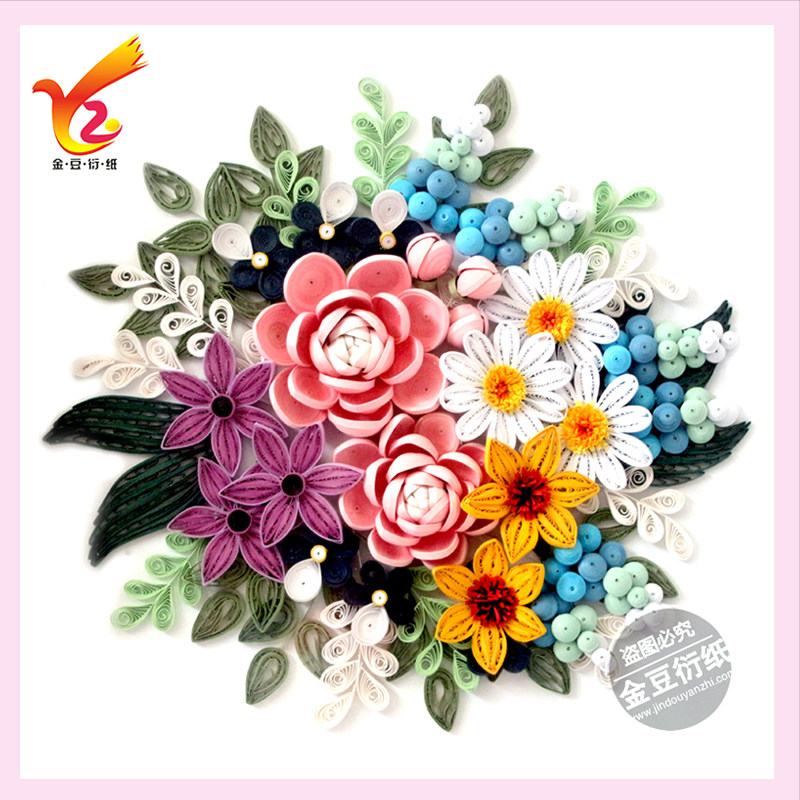 衍纸材料包套装线稿图花好月圆繁花似锦手工折卷纸立体花篮成品画,文具电教/文化用品/商务用品,折纸/手工纸/衍纸,淘宝优惠券,粉丝福利购,淘宝优惠卷