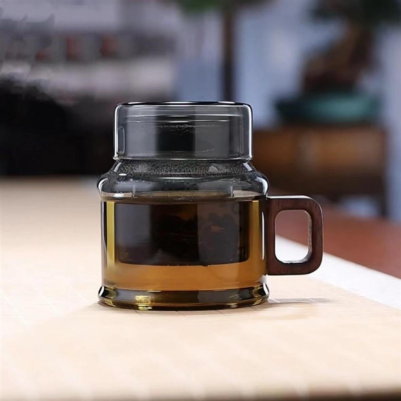 家用玻璃杯耐高温带盖过滤茶水分离办公室水杯迷你小泡茶杯男士女