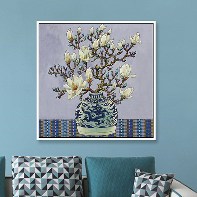吴冠中 花瓶插花 百合玉兰花 数字油画手工填色画画diy油彩画