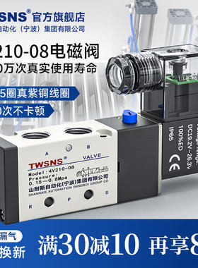 TWSNS台气山耐斯气动4v210-08电磁阀24v控制阀二位五通气阀220v