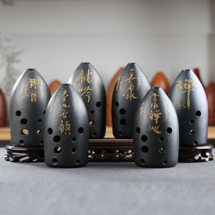 冯氏陶埙十孔10孔黑陶埙初学者入门专业古埙笔筒双腔民族吹奏乐器