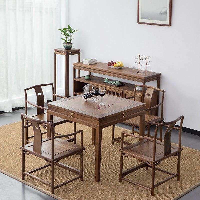 新中式老榆木八仙桌餐厅桌椅组合棋牌简约茶桌茶台胡桃色国学桌,3C数码配件,其它配件,淘宝优惠券,粉丝福利购,淘宝优惠卷