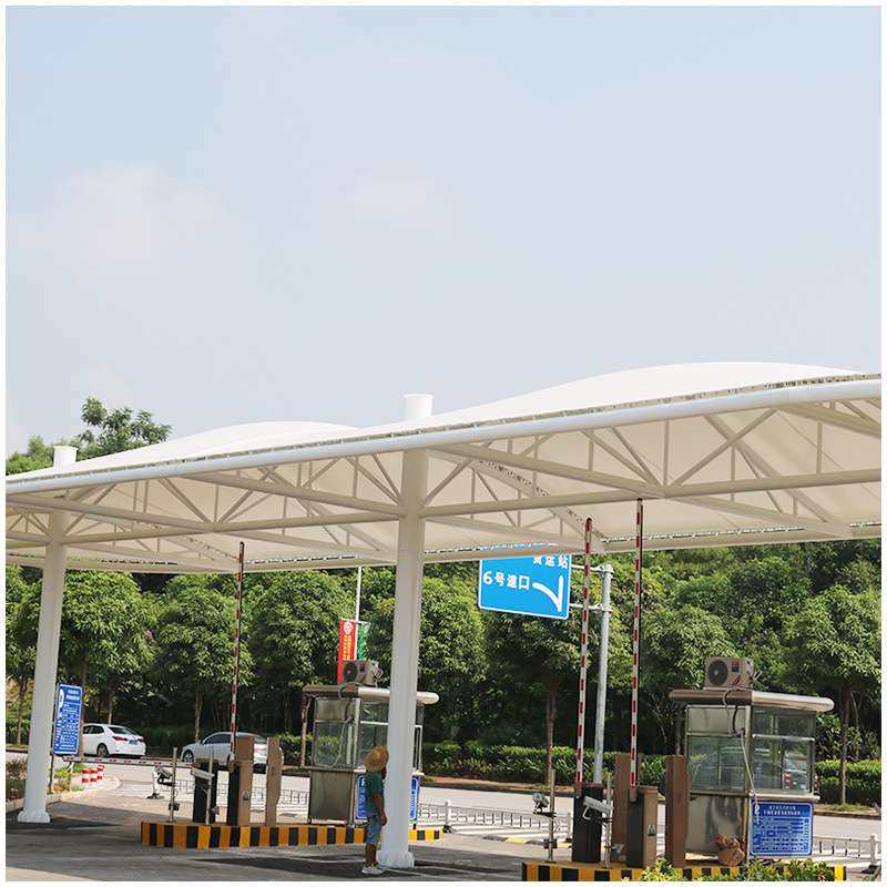 南宁机场停车场入口遮阳钢膜结构 高速路钢膜结构遮阳棚工程来图
