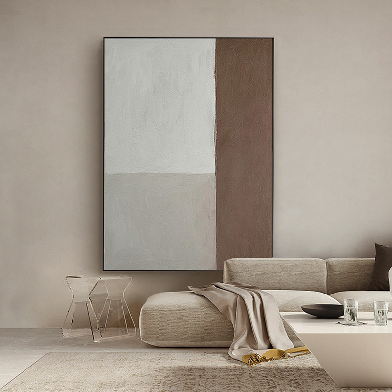 侘寂风客厅装饰画极简抽象沙发背景墙大尺寸落地挂画民宿卧室壁画