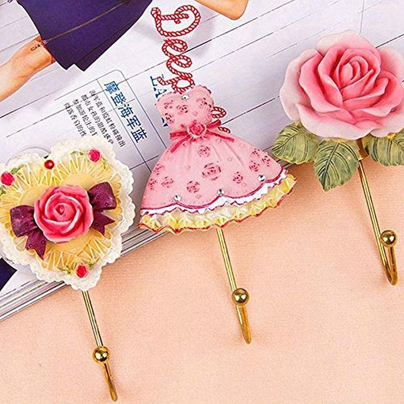 田园玫瑰玄关衣帽架钥匙挂钩创意田园挂衣架墙面挂架房间装饰壁饰,家居饰品,装饰挂钩,淘宝优惠券,粉丝福利购,淘宝优惠卷