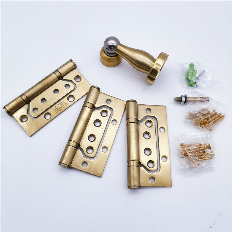 金色字母门吸合页套装 铰链 不锈钢 4寸 加厚2.8mm