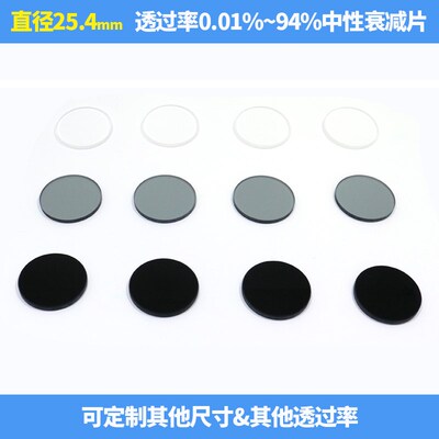 中性减光片ND灰度镜标准直径25.4mm衰减滤光片透过率0.01%~94%