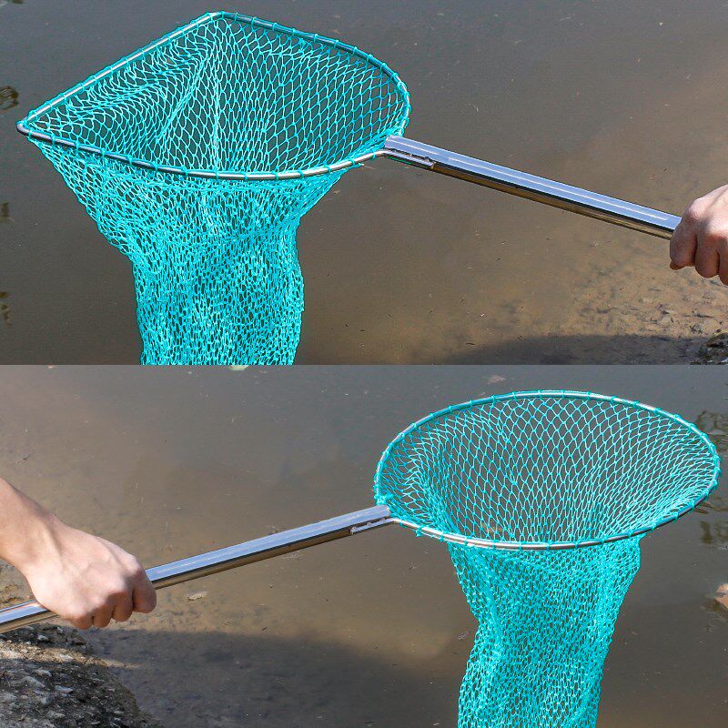 平头单圈抄网头整体不锈钢带杆赶海捞鱼出海抄鱼兜  1CM网眼