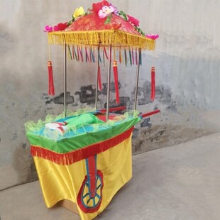 昊一家新不锈钢老汉小推车刺绣花彩车红社火庙会喜庆节表演出道具