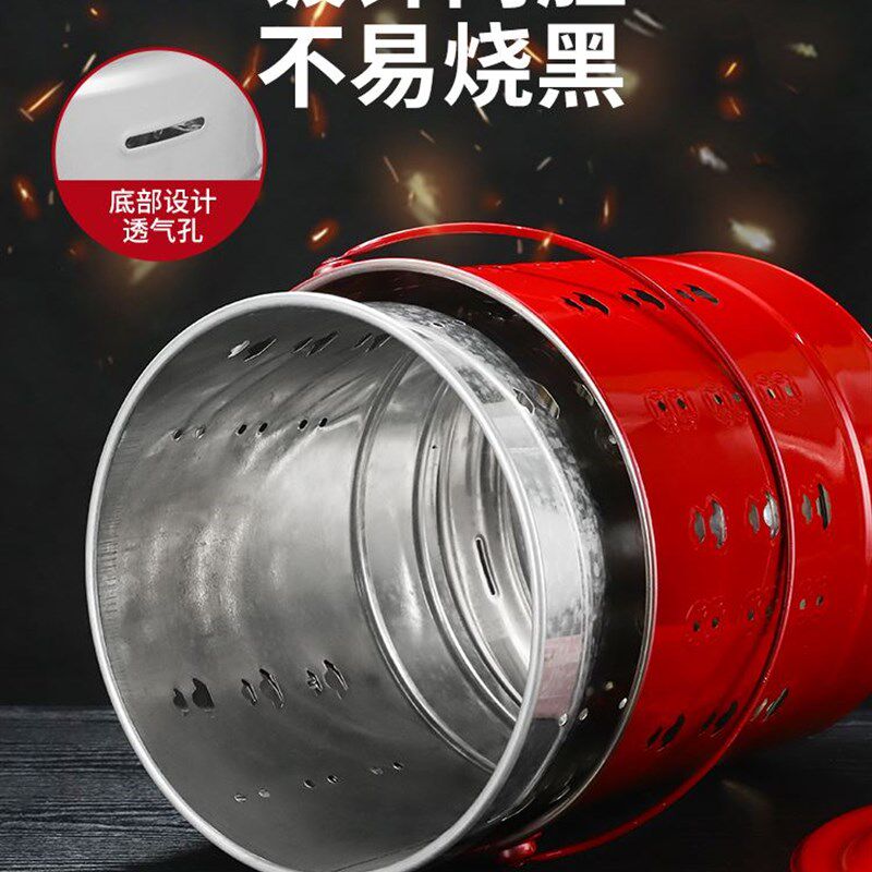 烧纸铁桶不锈钢拜拜金桶加厚焚烧化钱炉家用锡箔宝桶化经纸筒铁桶