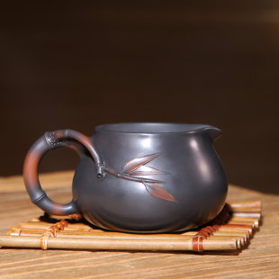 此时此刻公道杯茶海建水紫陶茶具纯手工竹节耐热防烫功夫茶道配件