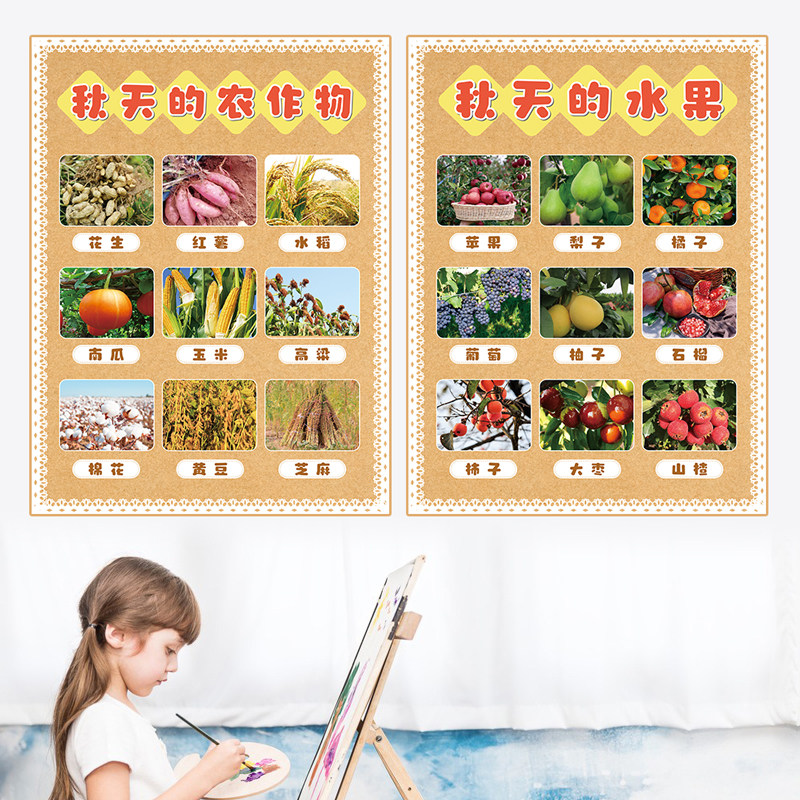 幼儿园秋天环创主题墙水果果实蔬菜农作物成长的秘密墙面装饰材料