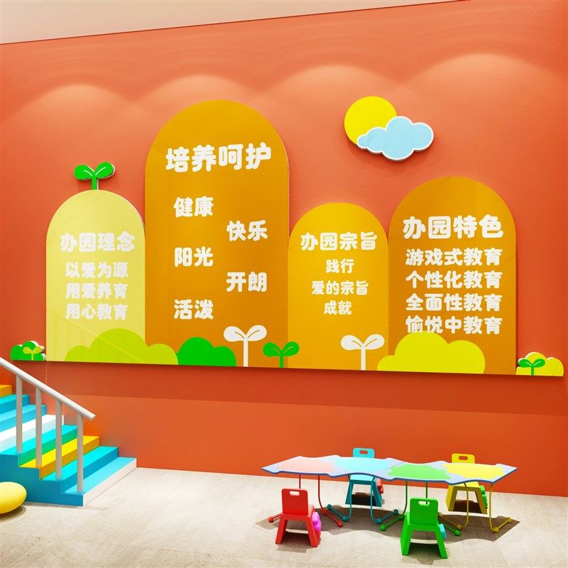 幼儿园办园理念墙面装饰环创主题成品托管班中心大厅文化布置材料,家居饰品,文化墙贴,淘宝优惠券,粉丝福利购,淘宝优惠卷