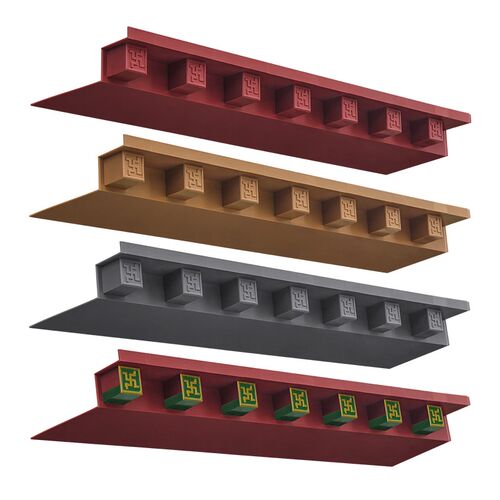 仿古屋檐瓦配件底部封板加厚塑料瓦架子中式合成树脂装饰万字遮丑