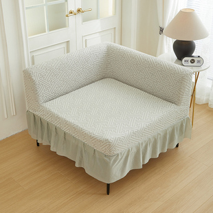 转角通用型!裙摆款一体式全包裹沙发套罩带扶手异形防猫抓保护罩