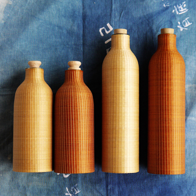 非遗手工竹丝扣瓷大容量热水瓶竹编玻璃内胆保温壶 欧标 便携茶杯