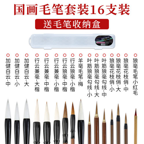 三年级初学者用小学生狼毫笔颜料羊毫兼毫勾线笔入门国画毛笔套装