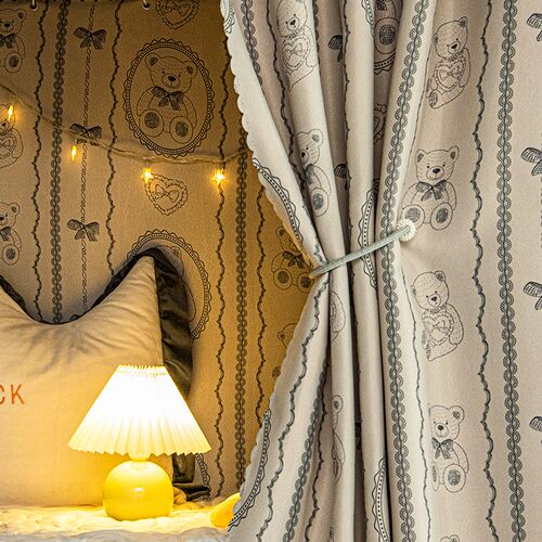 2024学生床帘宿舍上铺大学寝室遮光帘下铺女床围挡布可爱床遮挡帘