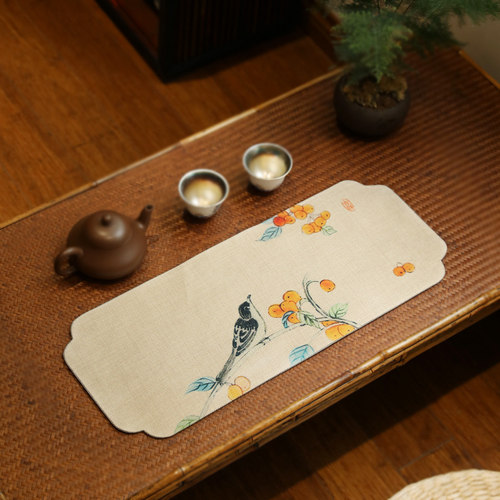 麻布防滑茶垫中式茶席古画干泡垫防水单人茶巾布垫子桌旗茶道配件