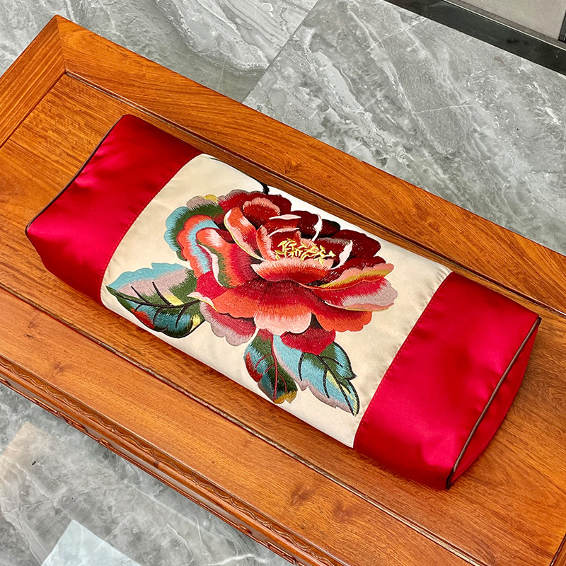 中式刺绣荞麦枕头宫廷仿古方枕古代老式荞麦壳枕长方形护脊助眠枕