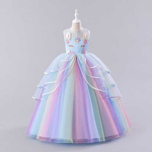 Childrens Dress Girls Puff Mesh Princess Dress Festival Ta