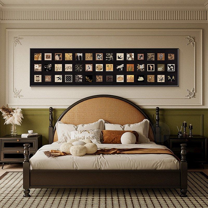 法式中古风卧室床头装饰画横幅长条主卧房间挂画高级感美兰德壁画,家居饰品,现代装饰画,淘宝优惠券,粉丝福利购,淘宝优惠卷