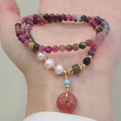 Natural Tourmaline Brlet Rainbow Candy Color Ins Wind Jewelr