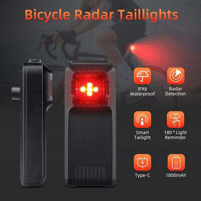 Bicycle Radar Taillight Voice Prompt Bike Rearview Sensor Co
