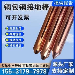 镀铜接地棒避雷锥形电解离子接地针镀铜防雷接地棒铜包钢接地棒