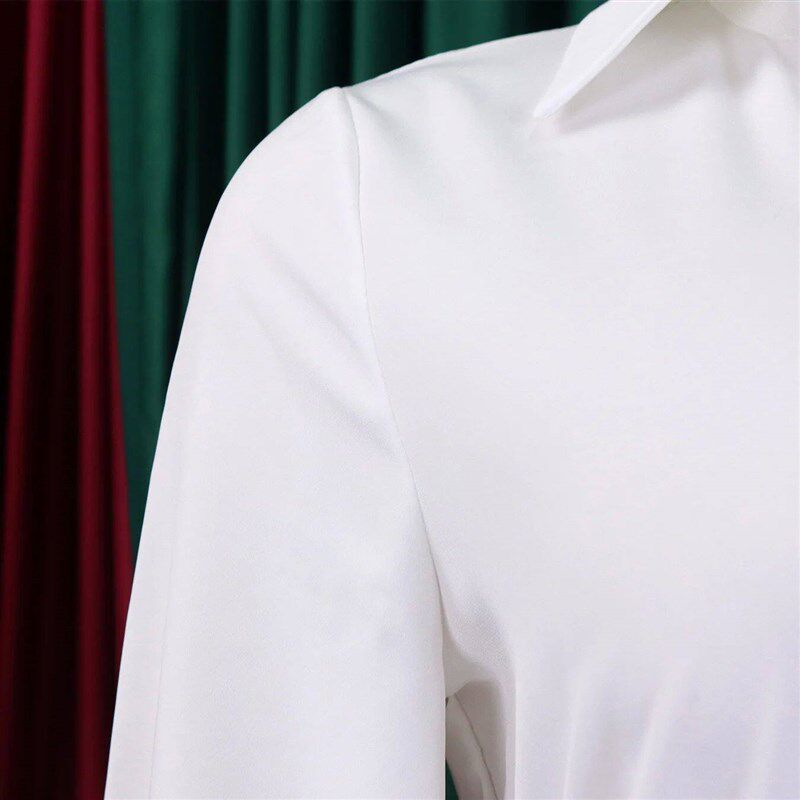 Elegant Office Dresses for Women Pleated Deep V Neck Full - 实物图