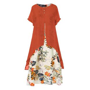 Loose Women Dress Vintage Summer Floral Print Party Dresses