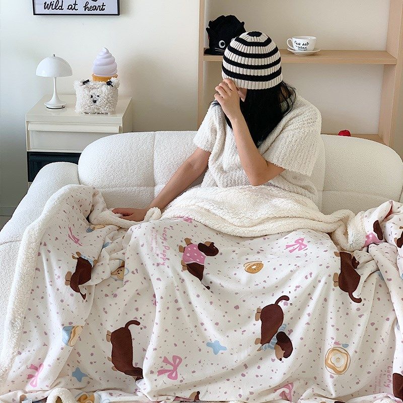 卡通羊羔绒毛毯沙发盖毯层加厚加绒珊瑚绒办公室午休空调小毯子,床上用品,休闲毯/毛毯/绒毯,淘宝优惠券,粉丝福利购,淘宝优惠卷