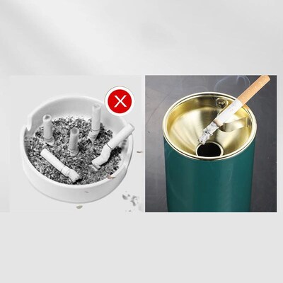 Ashtray Stainless Steel Ashtray With Lid Round Windproof Sta