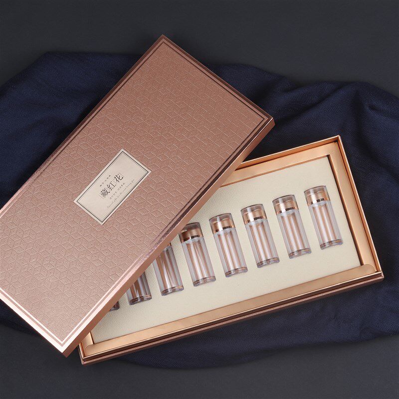 藏红花包装盒8瓶4瓶装礼盒木盒新款高档西红花红色金色补品礼品盒