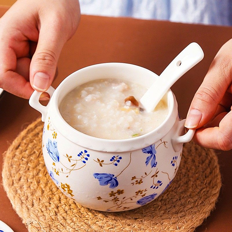 炖汤盅炖罐小炖盅 陶瓷双耳双盖燕窝隔水炖煲内胆带盖煲汤盅瓦罐