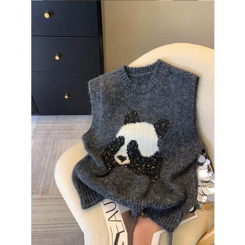 圆领软糯针织马甲女背心宽松春秋新款韩版女士外搭叠穿毛衣坎肩