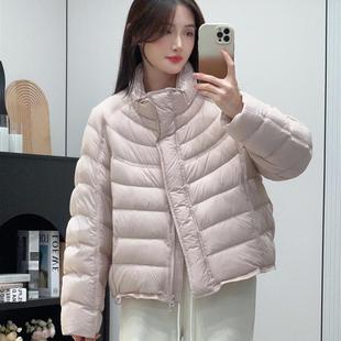 韩系简约立领排骨羽绒服女短款25冬季新超好看的90白鸭绒G102209