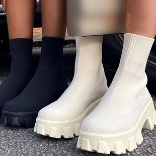 Slip Knitte MCLE Boots Ankle Platform Western Women