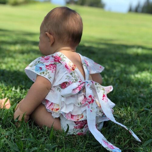 Cotton Baby Girl Clothes Costumes Floral Print Headband Bout