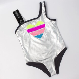 Shinning Kids Girls Swimwear 2022 Children Single Shoulder S
