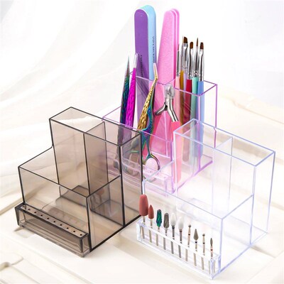 Translucent Nail Drill Machine Organizer Nail Products Suppl